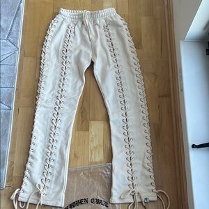 Hidden Cult  Cream Lace-Up Pants